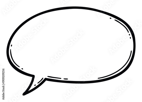 Hand drawn black outline speech bubble for conveying messages and dialogue in communication designs social media posts presentations and web user interfaces.