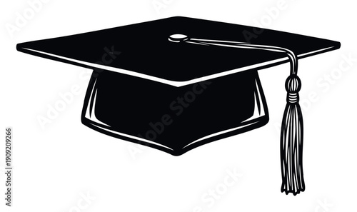 Classic black graduation cap with a tassel symbolizing academic achievement and success, perfect for educational promotions or celebrating university and college milestones.