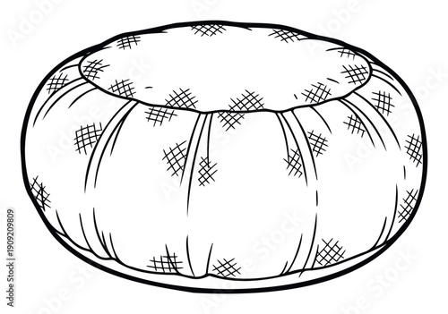 Hand drawn pouf sketch for casual interior design inspiration or home furnishing ideas used in decoration layouts and visual presentations