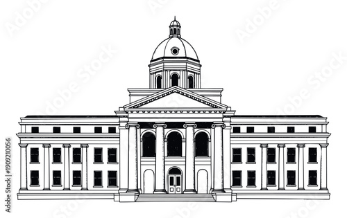 Grand classical building with a majestic dome and prominent columns provides an authoritative visual for educational content, civic projects, and historical documents