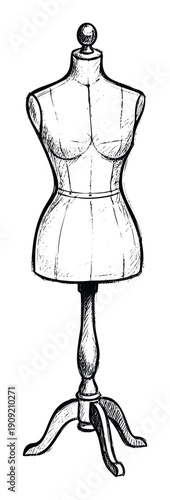 Elegant vintage style dressmakers mannequin on a decorative stand perfect for showcasing apparel designs or adding a refined touch to garment industry visuals