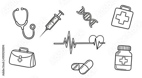 Medical icons for healthcare and wellness concepts