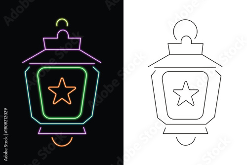 Abstract neon lighting forming a partial letter on a black background