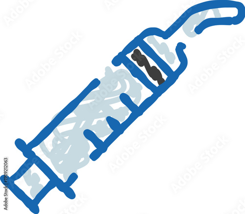 Syringe doodle drawing representing medicine, healthcare, and vaccination concepts in an easily recognizable icon form for various design applications