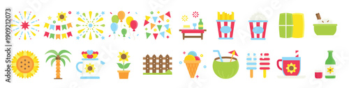 Festa junina related flat icon set