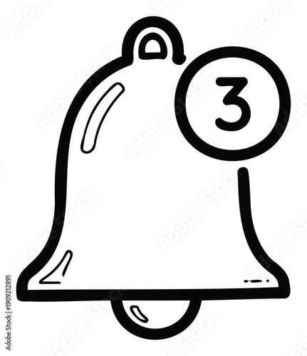 Notification bell icon displaying three new alerts for unread messages or important updates within mobile applications and web interfaces