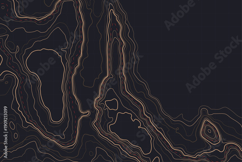 Vertical Dark Abstract Topographic Contour Vector Background