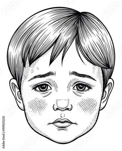 Melancholy young boy portrait depicting feelings of sadness and sorrow ideal for emotional health awareness campaigns or childrens psychology topics