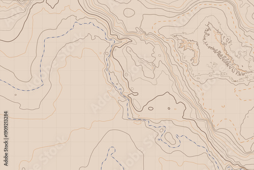 Vintage Beige Topographic Map Texture with Elevation Lines