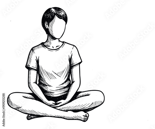 Anonymous person sitting crosslegged in a peaceful meditative posture, representing mindfulness, yoga, and inner peace for wellness promotions or spiritual guidance materials