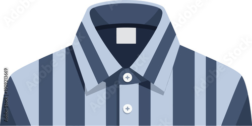 A blue and gray striped button-down collared shirt