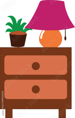 Brown wooden dresser with drawers.