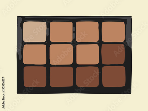 Brown eyeshadow palette with twelve shades.