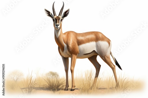 Gazelle standing on dry grass, presenting african wildlife