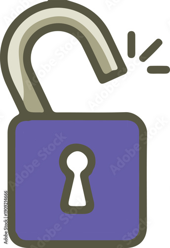 Purple lock with open shackle.