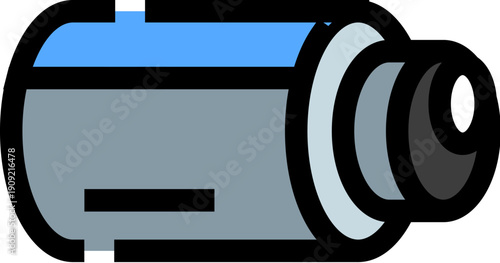 Camera lens icon illustrating the essential equipment for capturing images, focusing light, and recording visual content, symbolizing photography, videography, and digital media