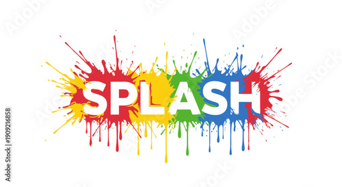Colorful splash paint background with the word SPLASH in bold letters.
