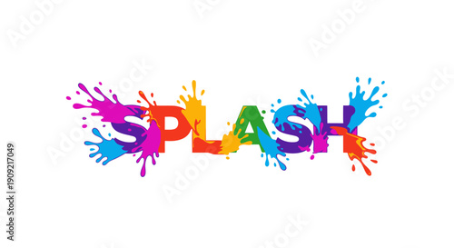 Colorful splash paint design with the word splash in vibrant rainbow colors.