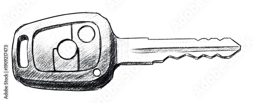 Stylized graphic representation of a contemporary vehicle access key, perfect for illustrating concepts of security, ownership, and modern mobility in various digital and print media