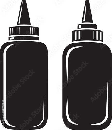 Set of silhouette container bottles for tasty sauce