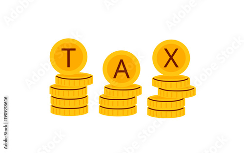 Word TAX on gold coins. Financial obligation, money set aside for taxes, fiscal responsibility, wealth allocation. Illustration for accounting, business finance, tax consulting, budget planning