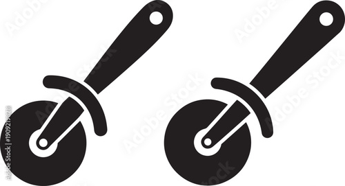 Silhouette illustration of pizza cutter isolated