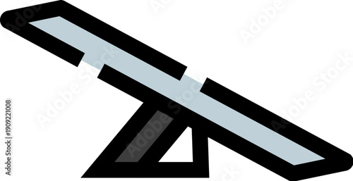 Seesaw icon symbolizing balance and equilibrium on a playground lever, suggesting childhood play, fairness and motion, simple vector outline on white background for web or app