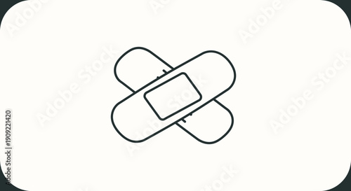 Two Crossed Adhesive Bandages Outline Icon for First Aid and Wound Care in a Bright Studio.