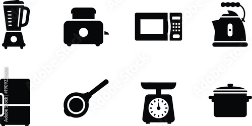 Kitchen icon set for cooking and baking essentials