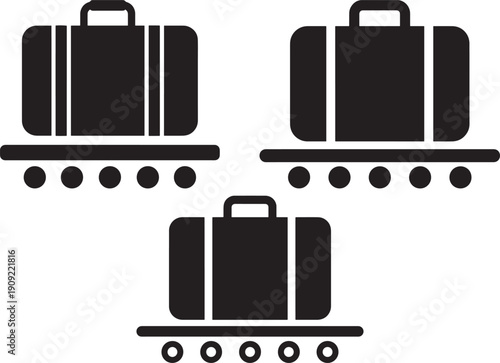 Suitcases silhouette baggage carousel travel design