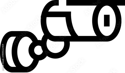 Security camera icon symbolizing surveillance, monitoring and protection for home or business security, privacy and safety, simple vector line art representing cctv system