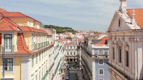 Scenic Aerial View of Lisbon Streets