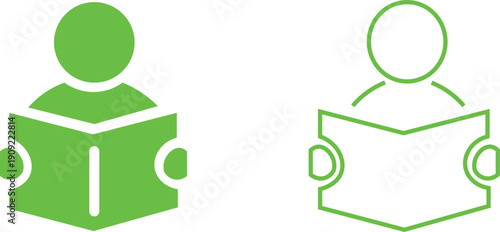 Person reading open book icon design with transparent background