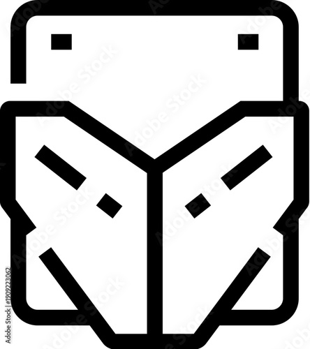 Baby diaper line icon for infant care and hygieneminimal black and white outline, clean uiux symbol for newborn products, parenting, changing, protection and absorbency