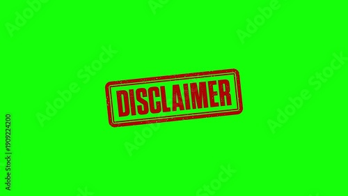 Disclaimer rubber stamp animation. disclaimer texture text Up to down motion graphics. stamp zooming and hit effect 4k video.