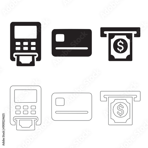 Digital Payment Icons - POS Terminal, Credit Card, and ATM