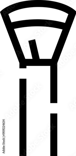 Makeup brush line art icon showing a simple powder or blush applicator, minimalist outline symbol for beauty, grooming, personal care, spa and cosmetic design concepts