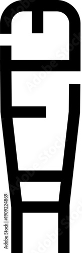 Crutch line icon symbolizing walking assistance for people with physical injuries or disabilities, providing essential medical support and aiding recovery in healthcare settings