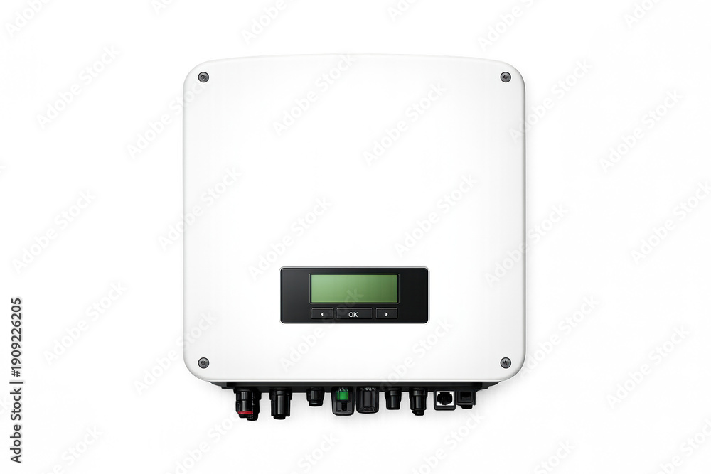 Obraz premium Modern solar inverter with lcd display on metallic surface