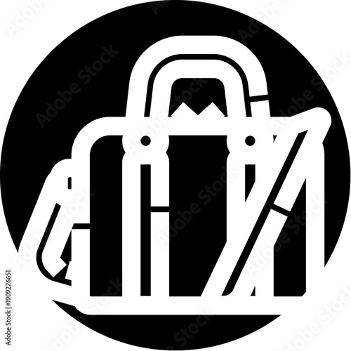 Business briefcase in black and white silhouette design presenting concepts of corporate travel, professional work, and essential office accessories, perfect for various digital media