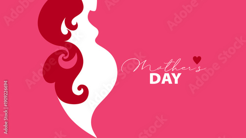 Beautiful pregnant woman paintbrush silhouette. Pregnancy journal. Motherhood banner. Mother's day card. Vector illustration