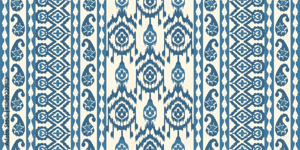 Fototapeta Abstract ethnic ikat background. Ethnic seamless pattern in tribal. Fabric Mexican style. Design for wallpaper, vector illustration, fabric, clothing, carpet, textile, batik, embroidery.