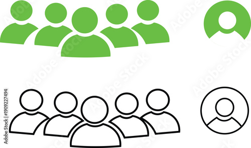 Group icons showing online and offline user status comparison