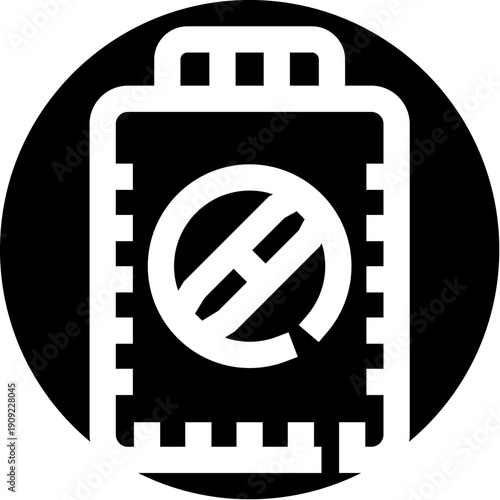 Icon depicting a chemical bug repellent spray canister featuring a crossed out insect symbol, representing pest control, insecticide, and toxic product concepts