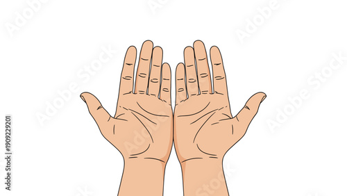Two open hands facing upwards in a gesture of receiving, giving, or holding something invisible against a white background.