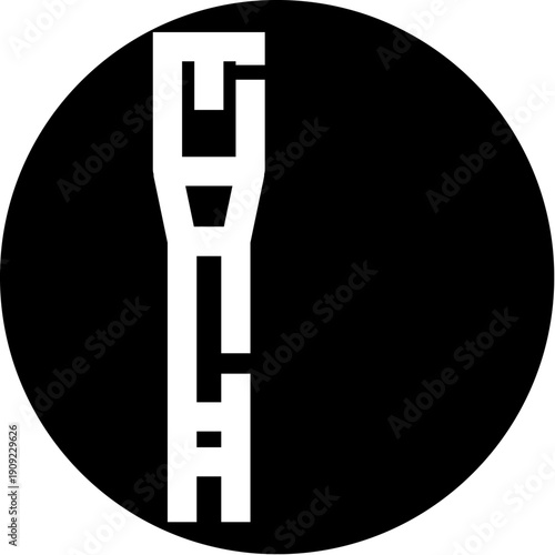 Stylized white letters gaza presenting vertically within a bold black circle on a white background, forming a modern and impactful typographic logo design
