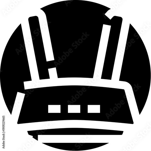 Wireless router emitting wi fi signal waves, symbolizing internet access, global connectivity, data transfer and modern network infrastructure for home or business use