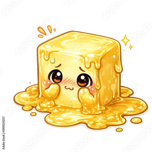 Chibi butter cube melting shy