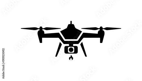 Quadcopter Drone with Camera and Fire Element Vector Icon