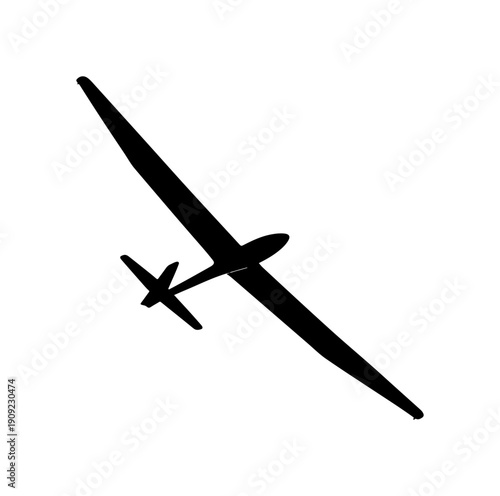 Minimalist Glider Aircraft Vector Silhouette